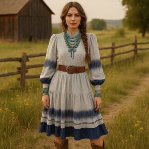 Vintage Liz Moody ⚜️ Chic Long Sleeve Gradient Dress